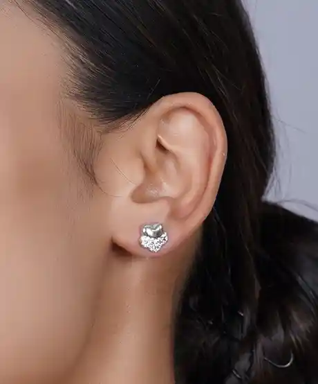 Silver Bloom Heart Studs